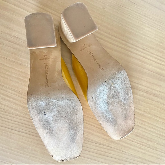 Paloma wool yellow leather galapago mules blogger loq byfar everlane - Picture 4 of 5